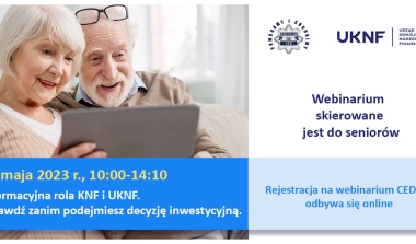 Webinarium CEDUR pt. &bdquo;Informacyjna rola KNF i UKNF. Sprawdź zanim podejmiesz decyzję inwestycyjną&rdquo;