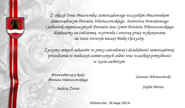 Życzenia z okazji Dnia Pracownika Samorządowego