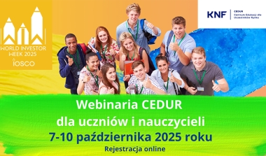 Webinaria CEDUR dla środowiska szkolnego w ramach World Investor Week, 7-10 października 2025 roku